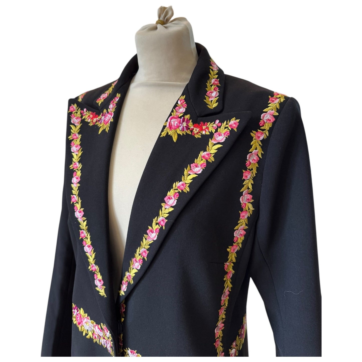 Giambattista Valli X H&M Black Coat with Floral Embroidery - 12