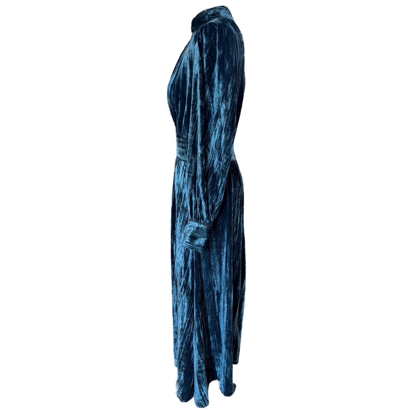 Jigsaw Blue Plisse Velvet Midi Dress - 10