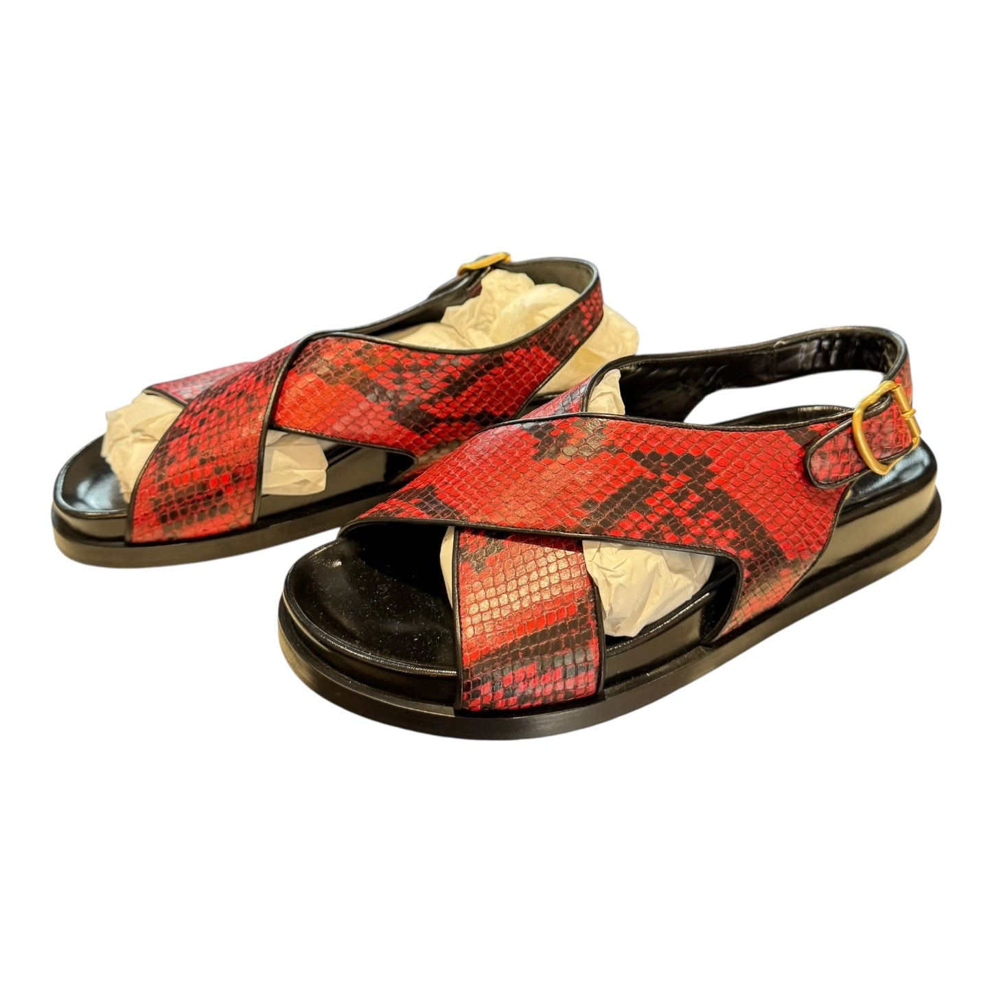 Dries Van Noten Snake Print Sandals Vermillion - 6 - NEW
