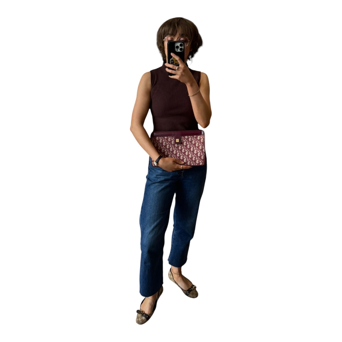 Dior Trotter Print Clutch Bag - Burgundy