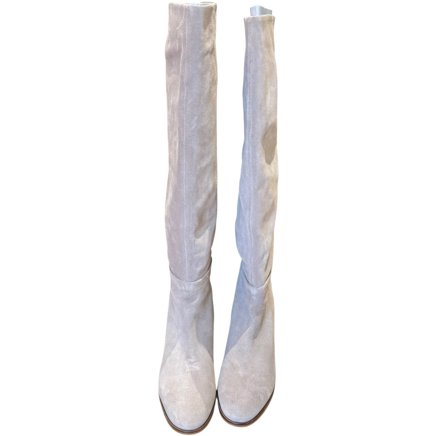 Sosandar Stone Suede Block Heel Knee High Boot - 5 - NEW