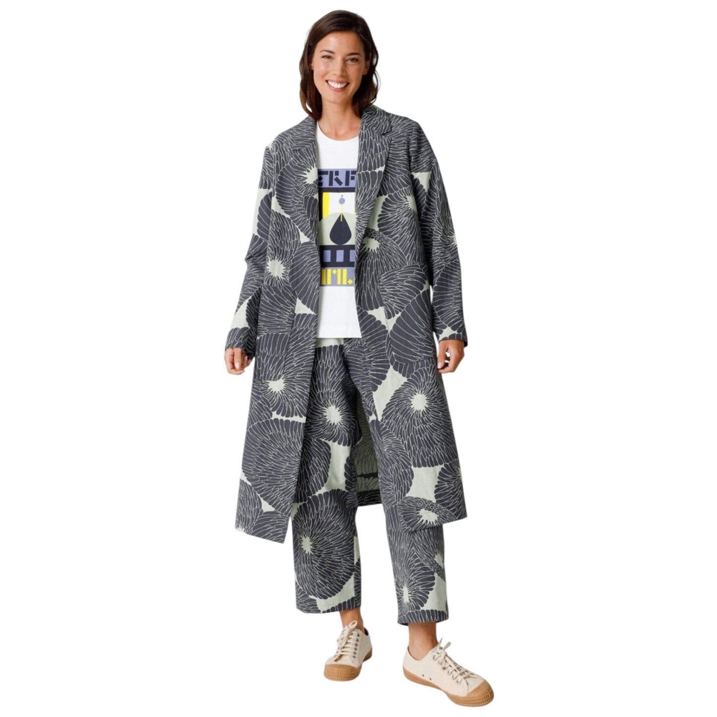 SKFK Grey and Turquoise Floral Coat - 12