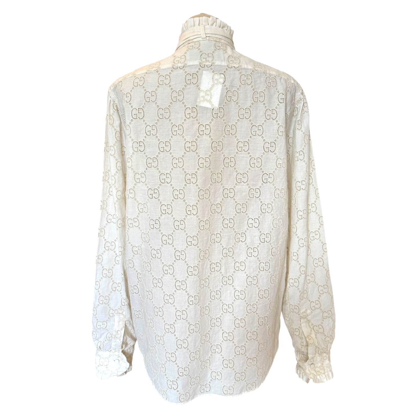 Gucci GG Broderie Anglaise Long Sleeve Blouse - 12