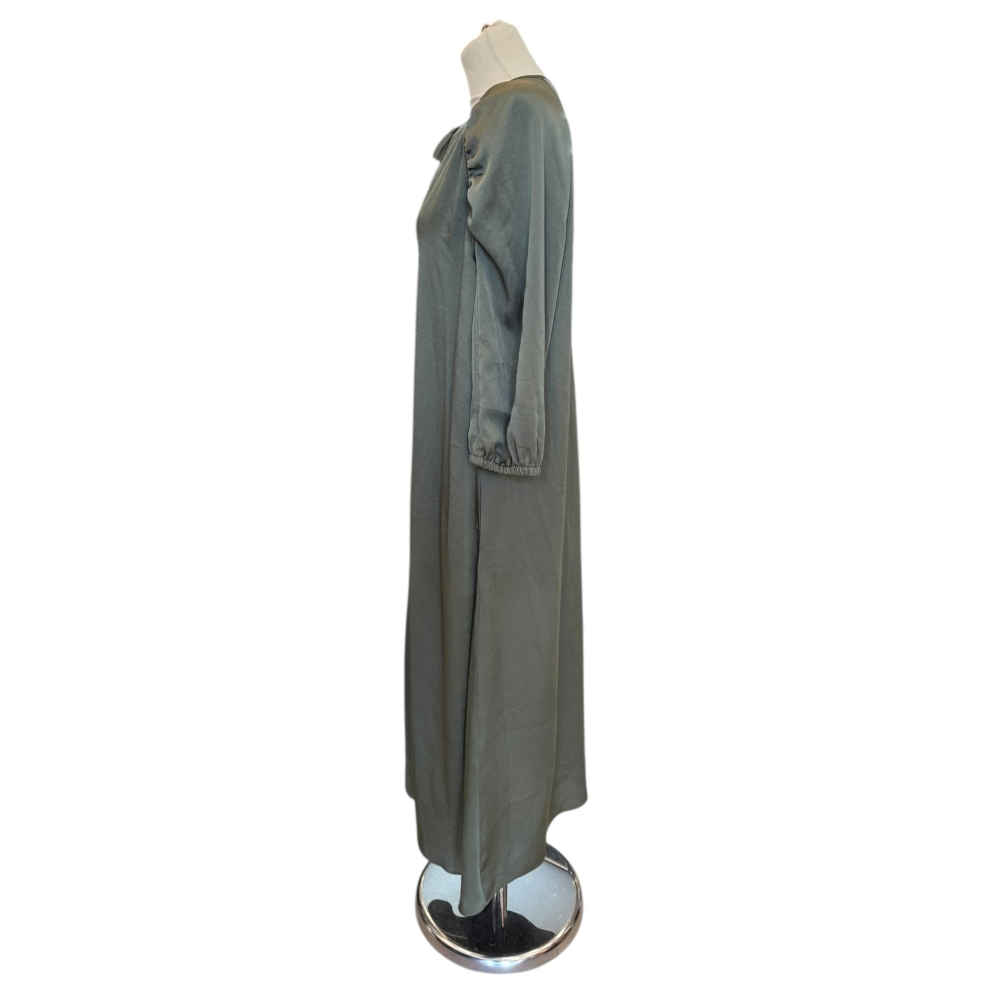 Riani Olive Satin Dress with 3/4 Sleeves - 18 - NEW