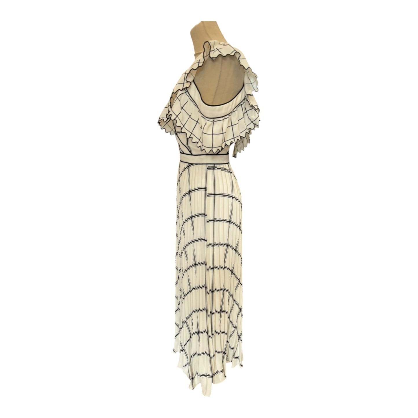 Self Portrait Check One Shoulder Maxi Dress - 6