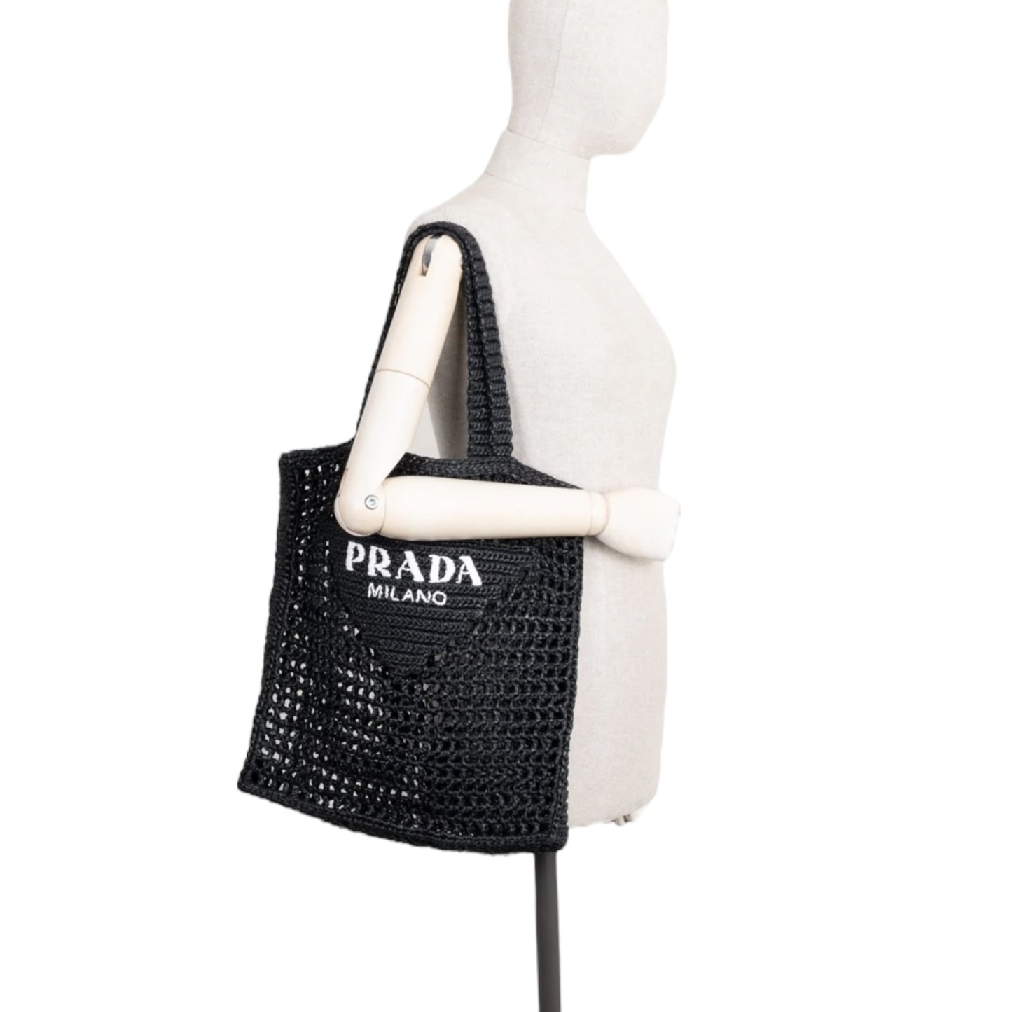 Prada Black Raffia Tote Bag