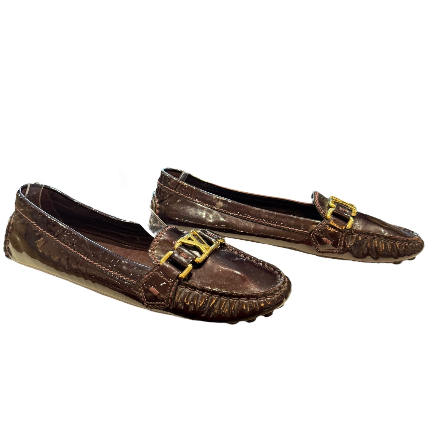 Louis Vuitton Dauphine Burgundy Patent Leather Loafers - 37.5 / 4.5