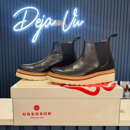 Grenson Alice Black Leather White Sole Chelsea Boots - 5
