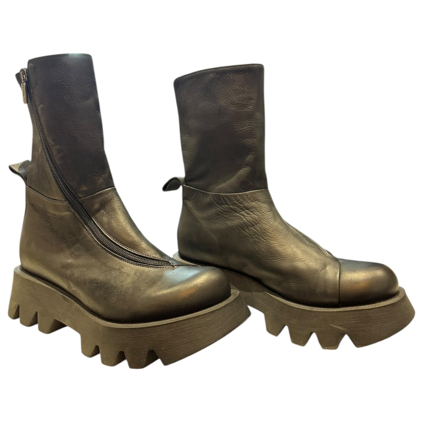 Lofina Black Leather Wrap Zip Around Boots - 38 / 5 - NEW