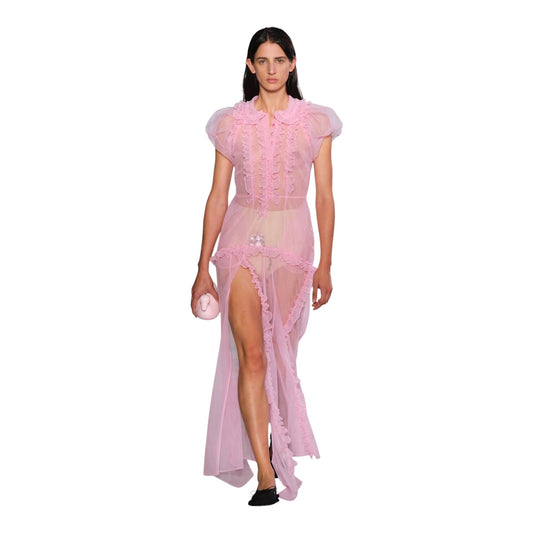 Simone Rocha Pink Ruffle Maxi Dress - 10 - NEW