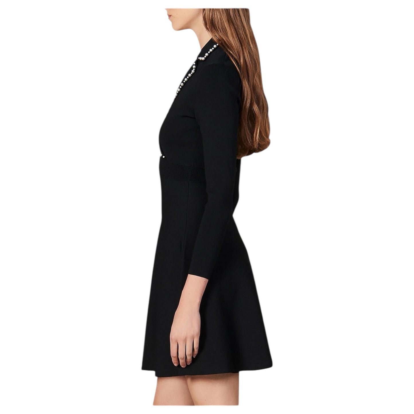 Sandro Suity Black Pearl Knit Dress - 10/12 - NEW