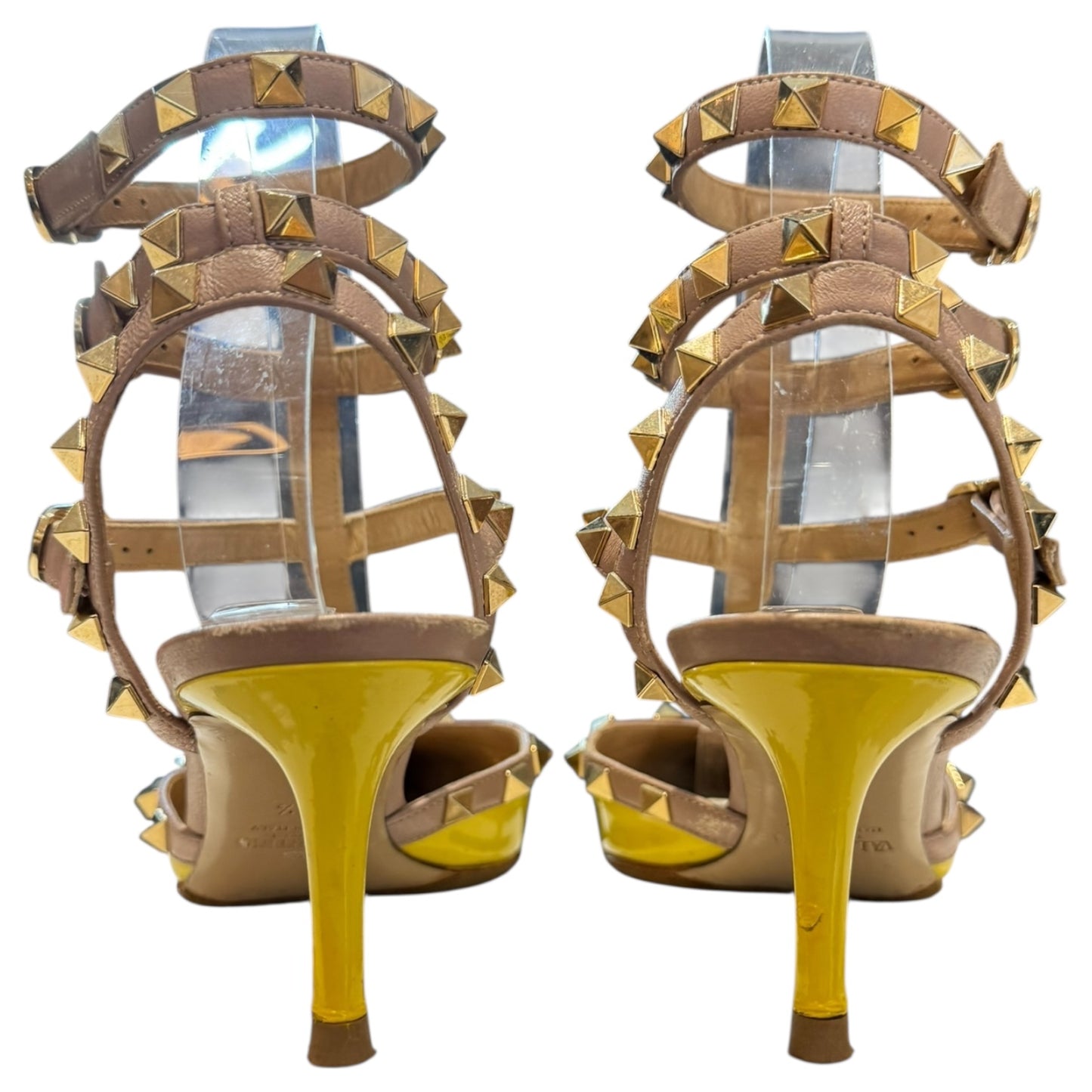 Valentino Yellow and Blush Pink Pointed Toe Stiletto Heels - 37.5 / 4.5