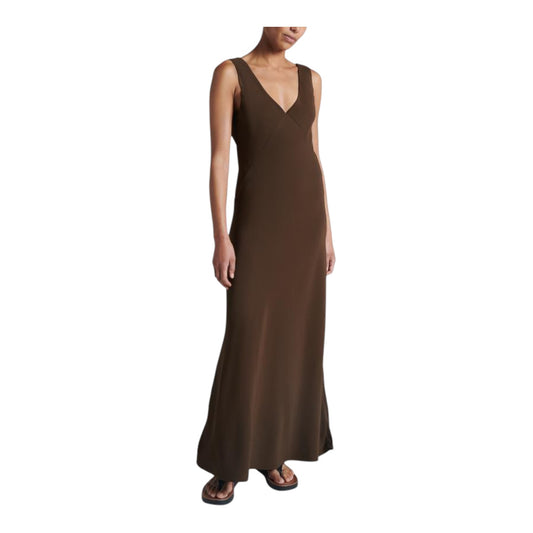 Asceno The Bordeaux Maxi Dress in Brown - 8 - NEW