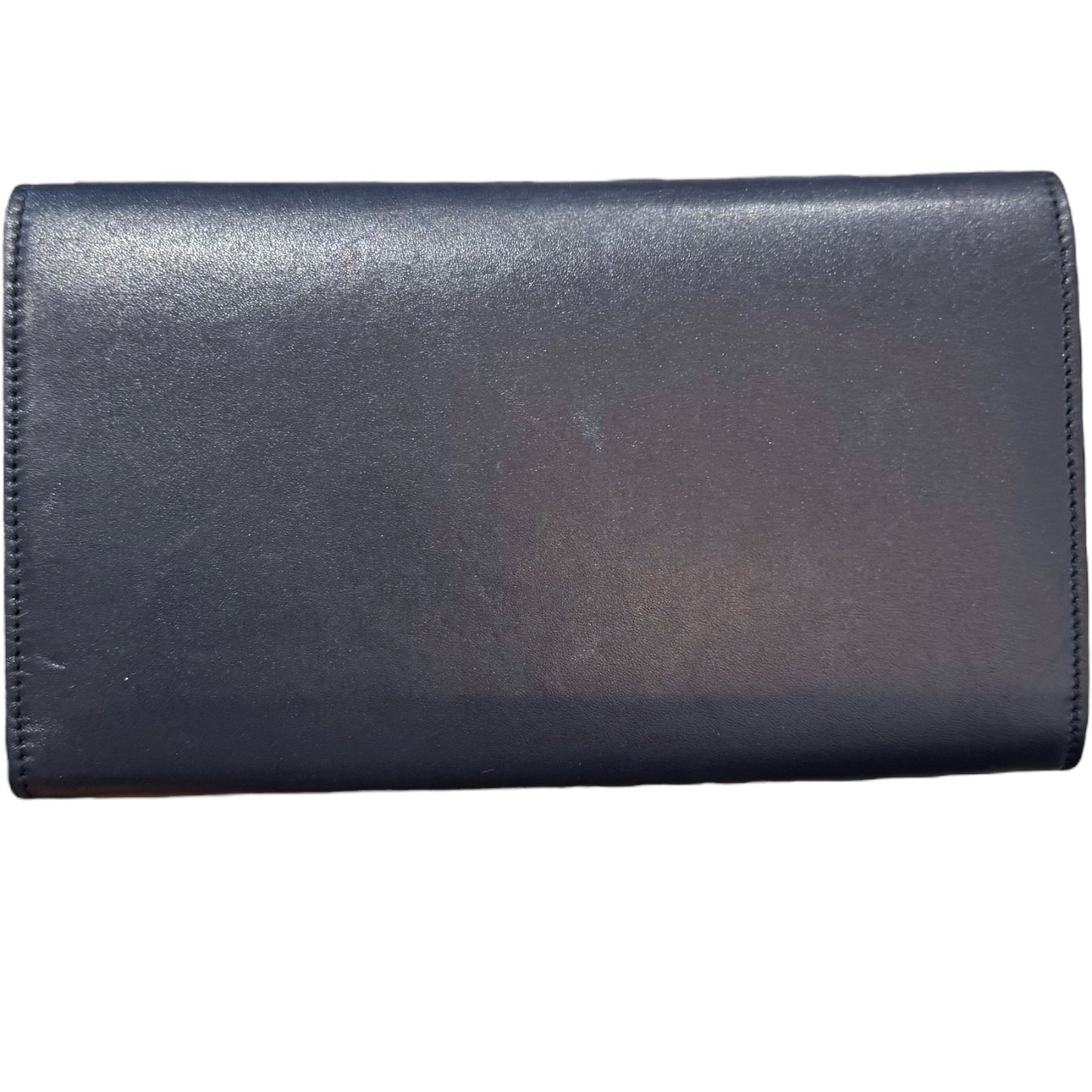 Celine Smooth Navy Blue Calfskin Wallet with Red Piping