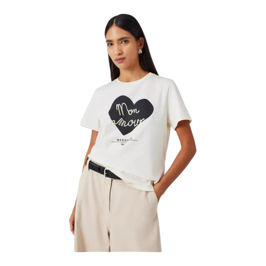Weekend Max Mara Vello Mon Amour Cream Navy T Shirt - 10