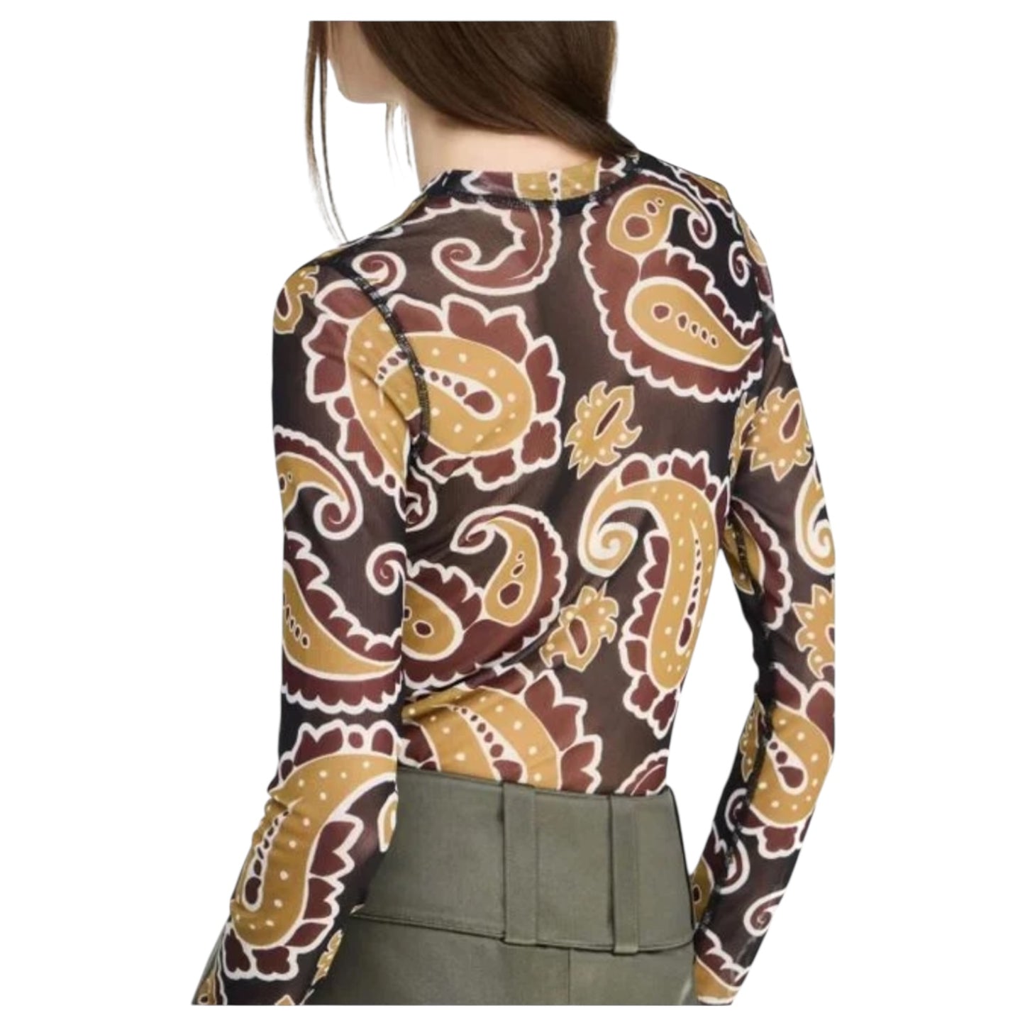 JW Anderson Underpinning Brown Paisley Mesh Top - 10