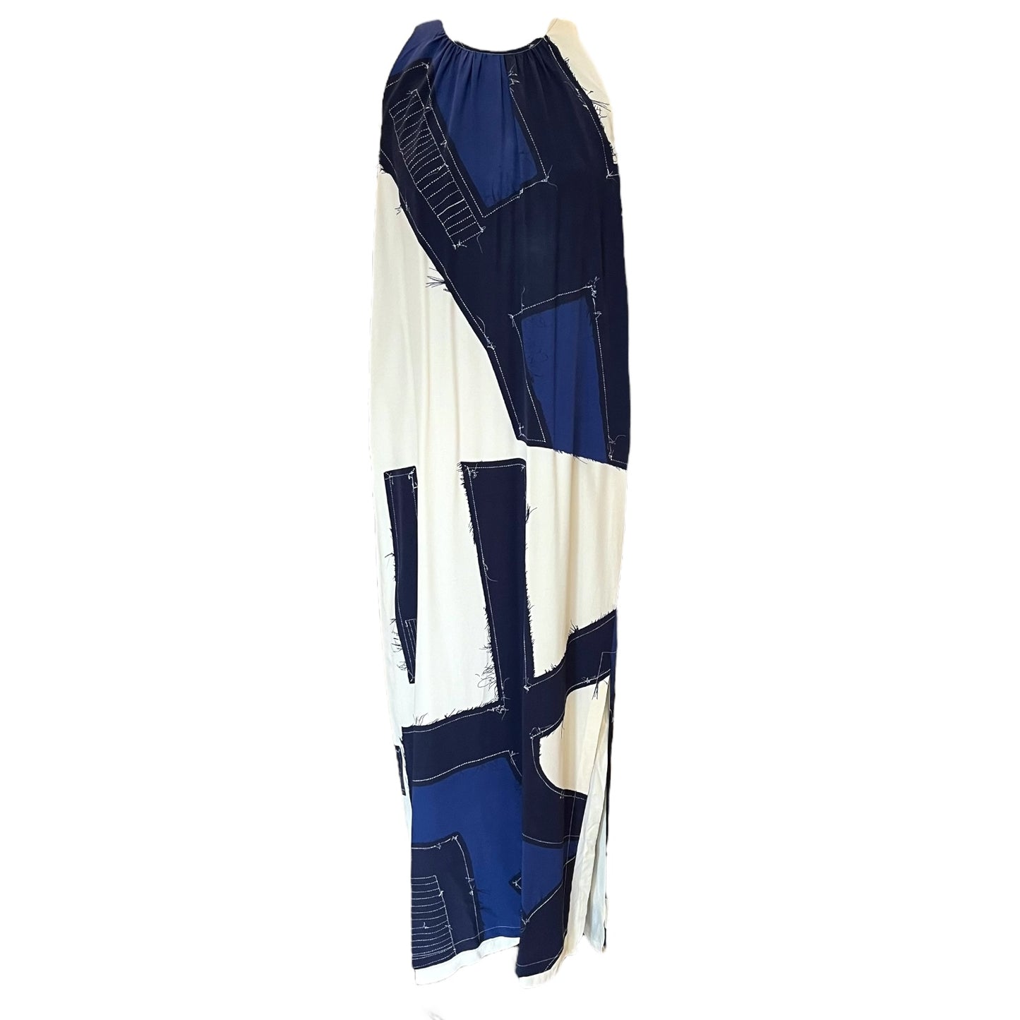 Max Mara Blue and White Silk Dress - 12