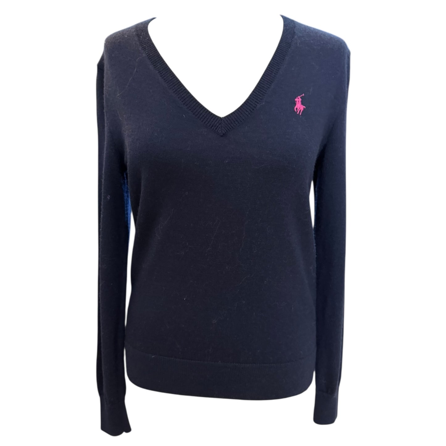 Ralph Lauren Navy V Neck Jumper  - 12