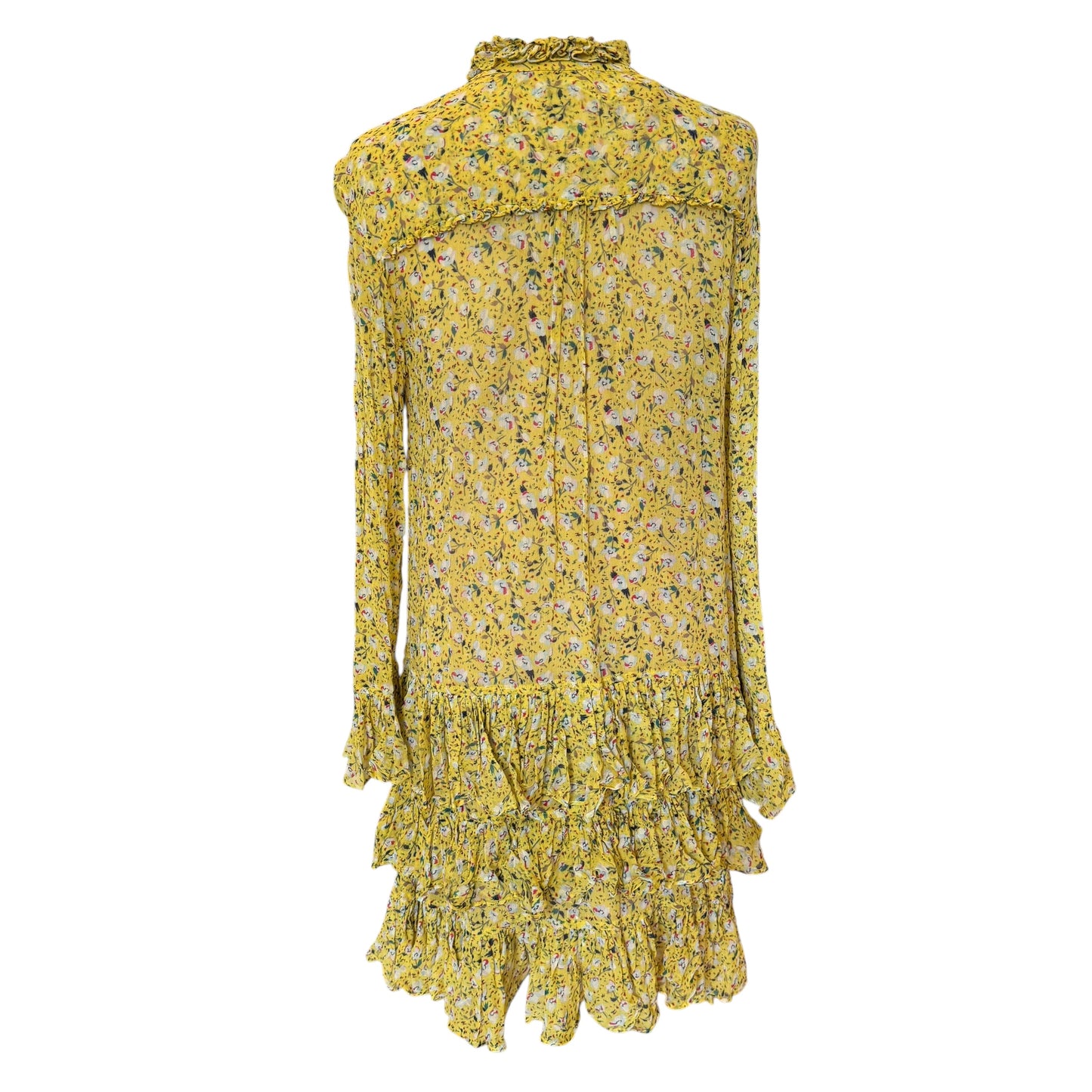 Zadig & Voltaire Yellow Floral Tiered Dress - Size 8/10