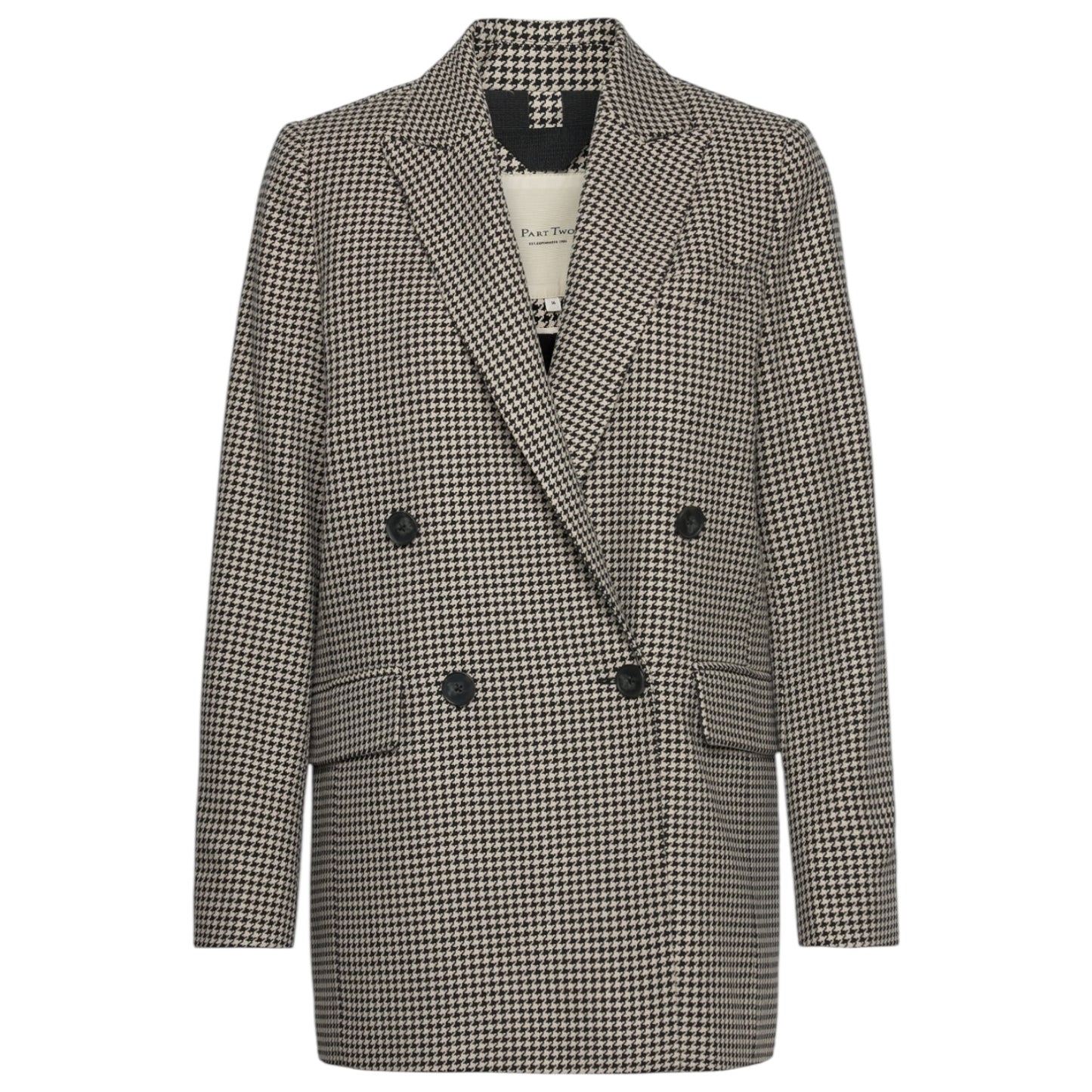 Part Two SonjaPW Black and Cream Houndstooth Blazer - 8