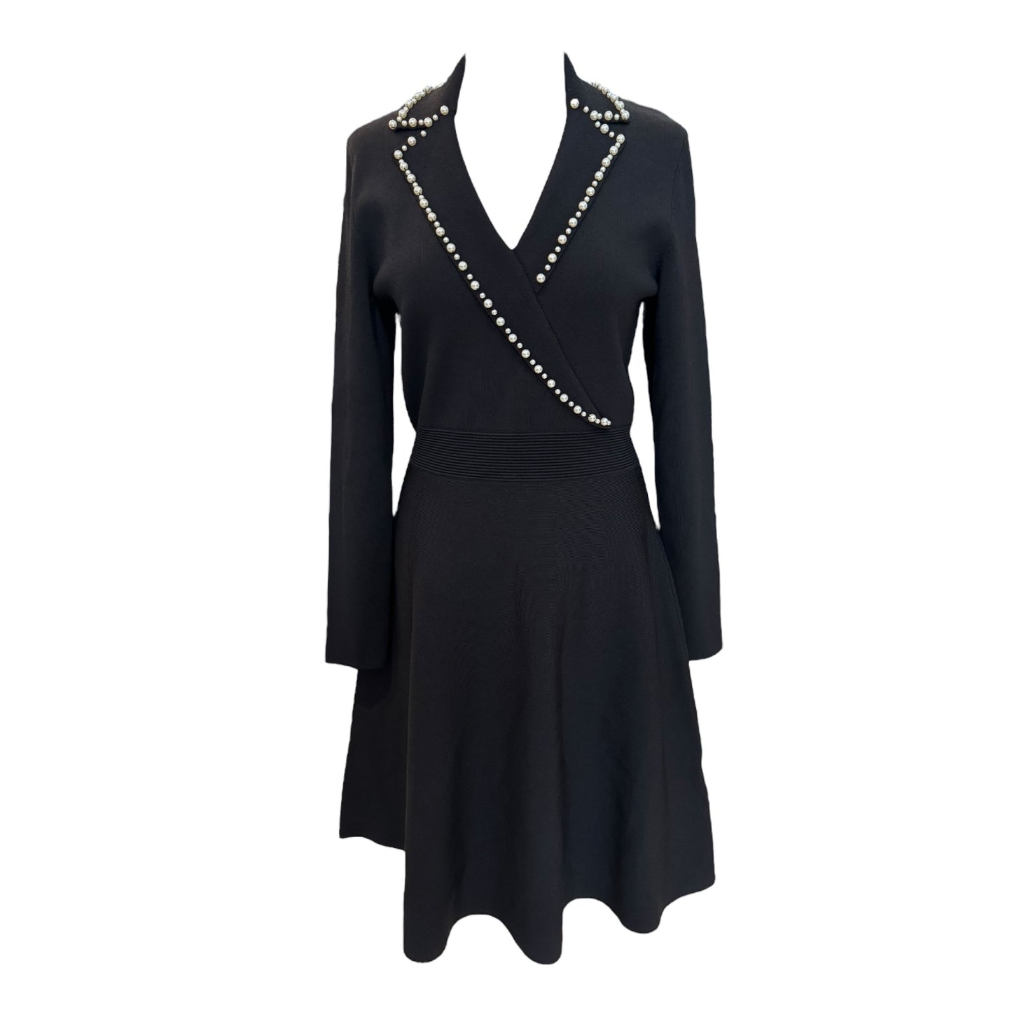 Sandro Suity Black Pearl Knit Dress - 10/12 - NEW