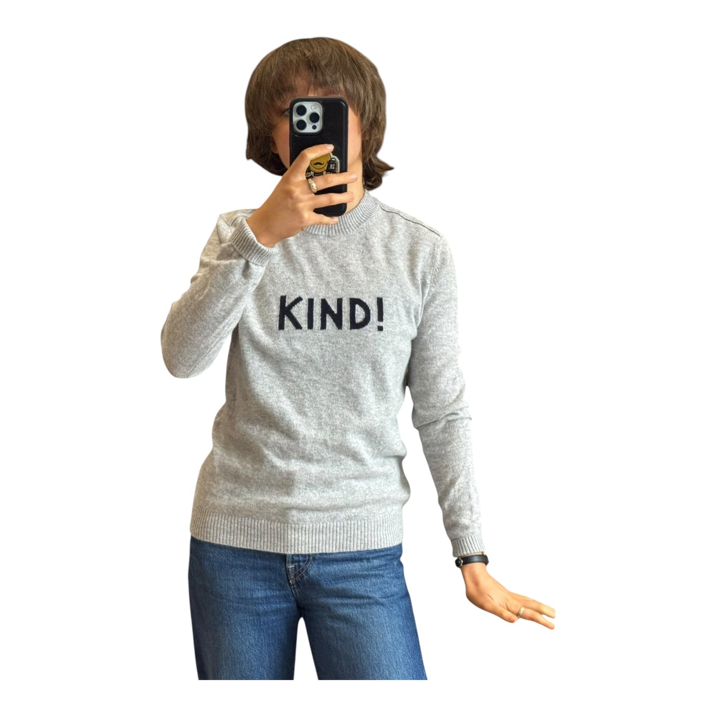Bella Freud Grey 'Kind!' Pure Cashmere Jumper - 8/10 - NEW