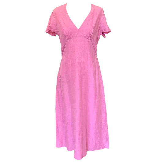Whistles Pink Linen Dress - 10 - NEW