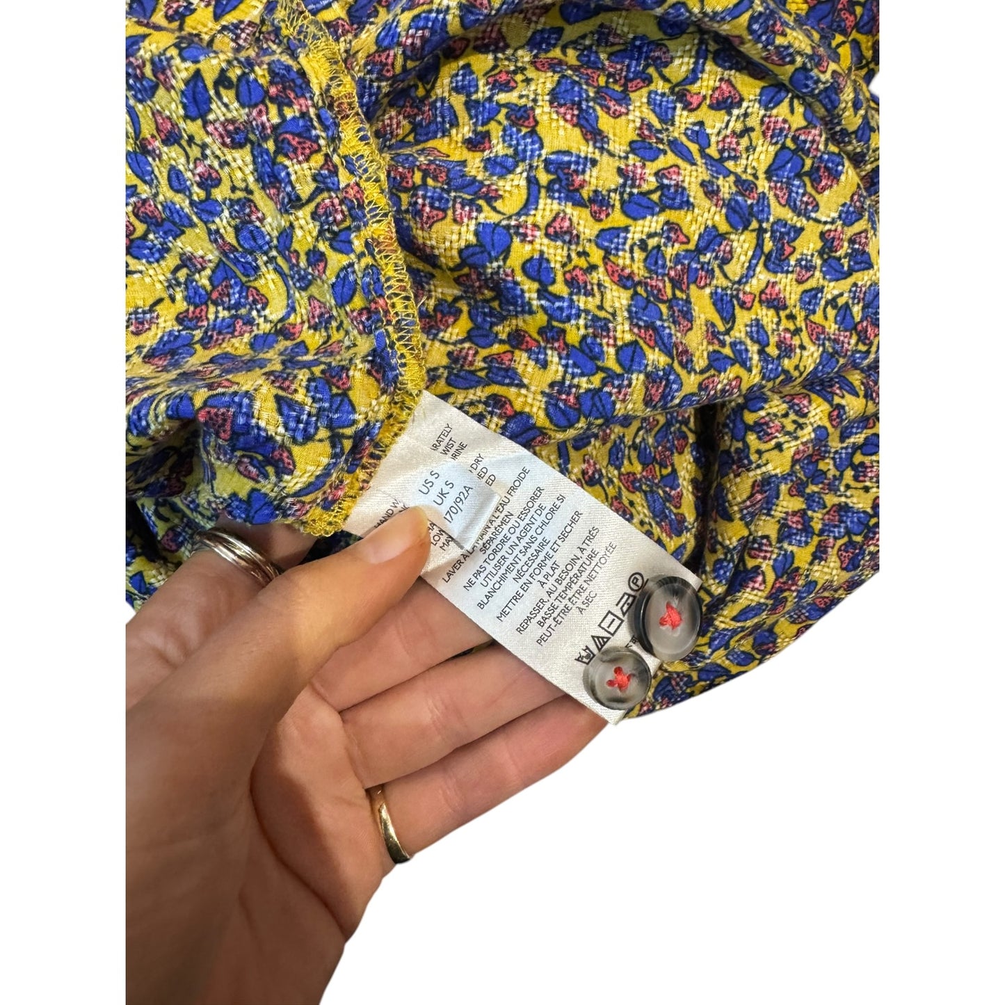 Maeve Anthropologie Gold and Cobalt Top - 10/12