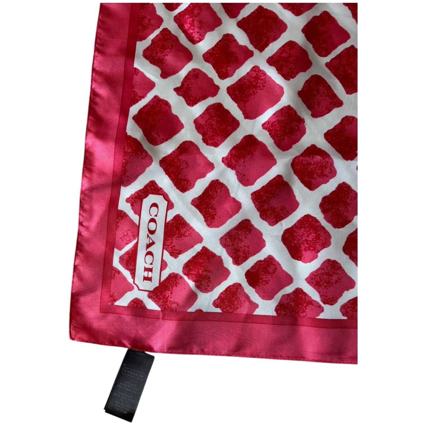 Coach Pink Patterned Silk Scarf