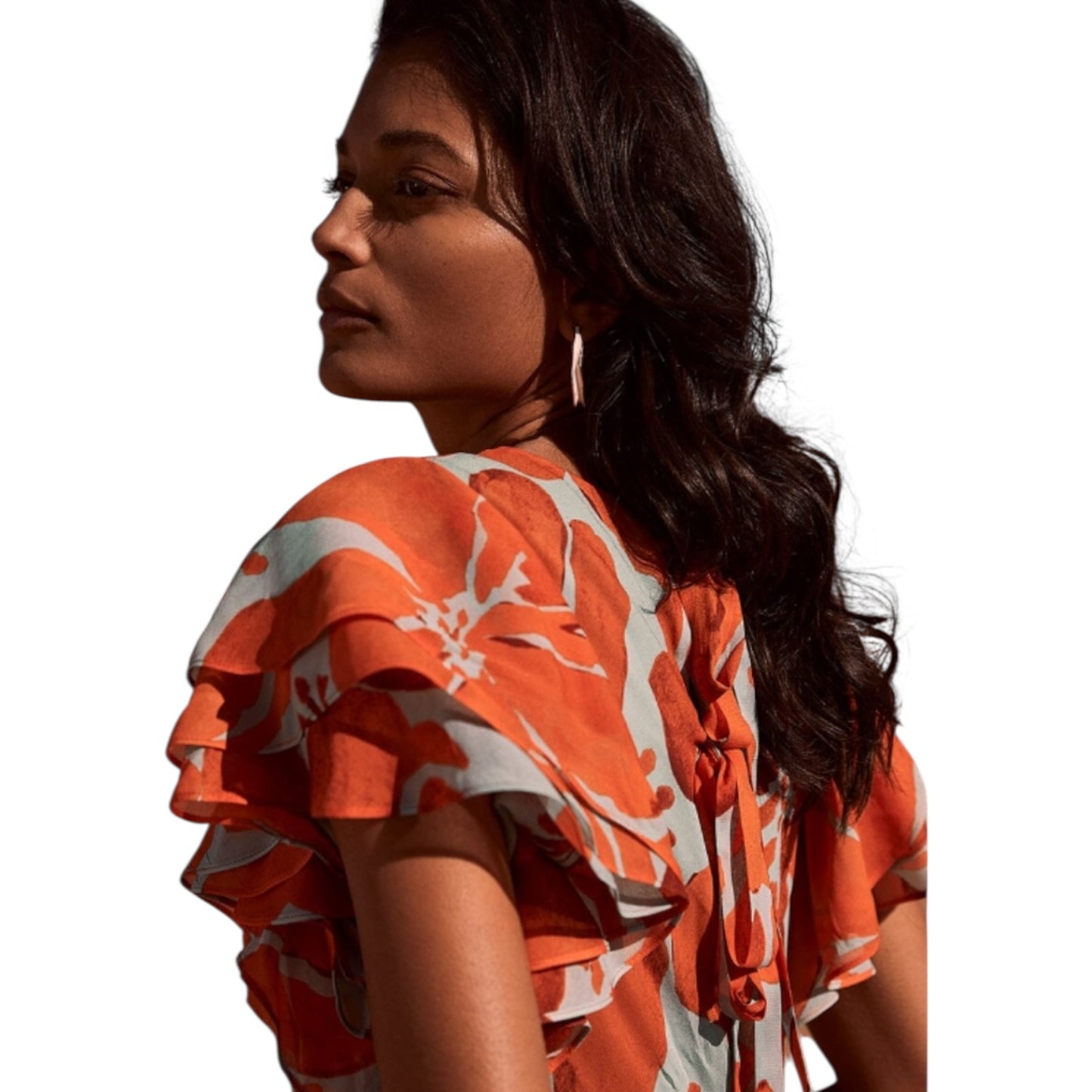 Mint Velvet Blue and Orange Tiered Maxi Dress - 12