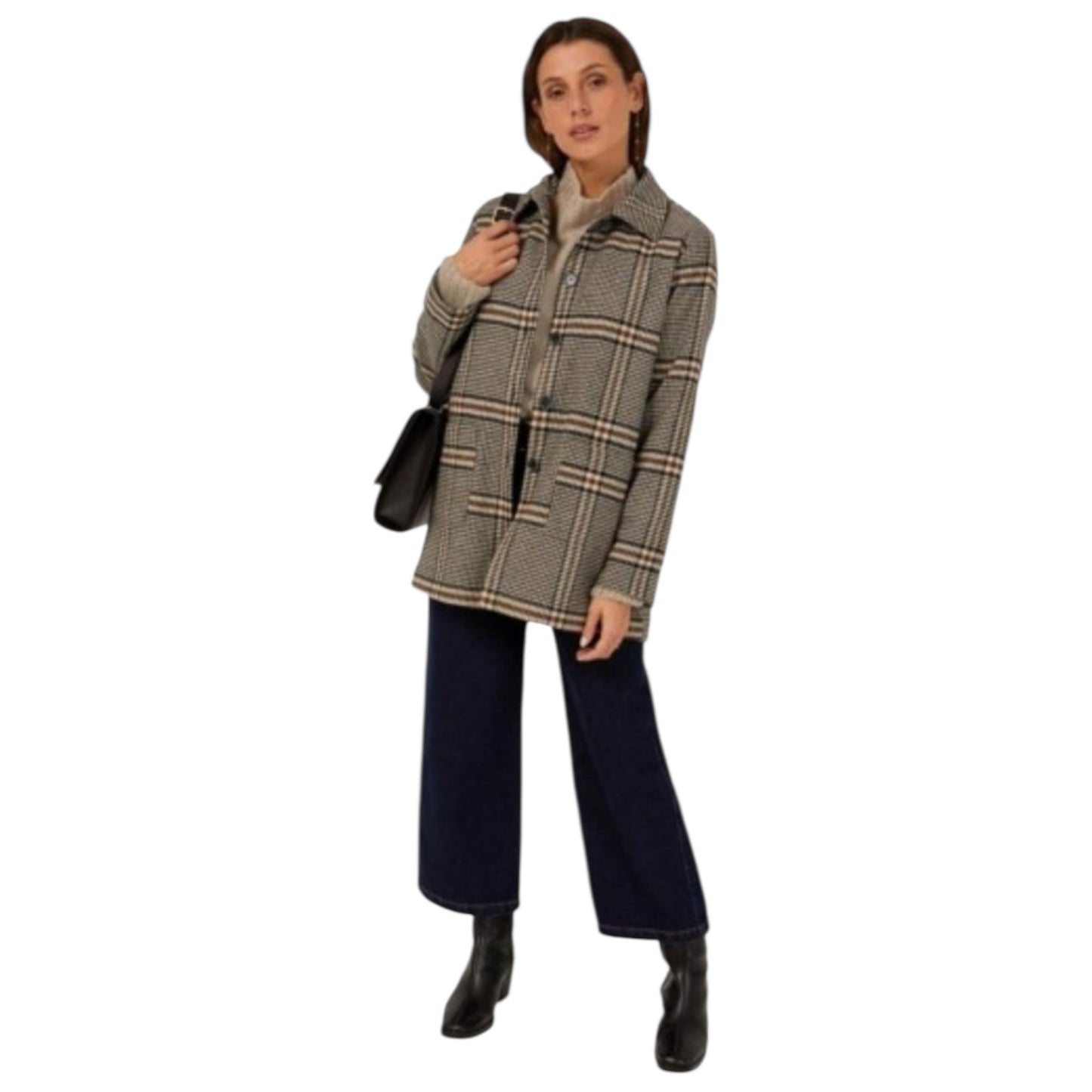 Mus & Bombon Grey and Brown Check Coat - 12