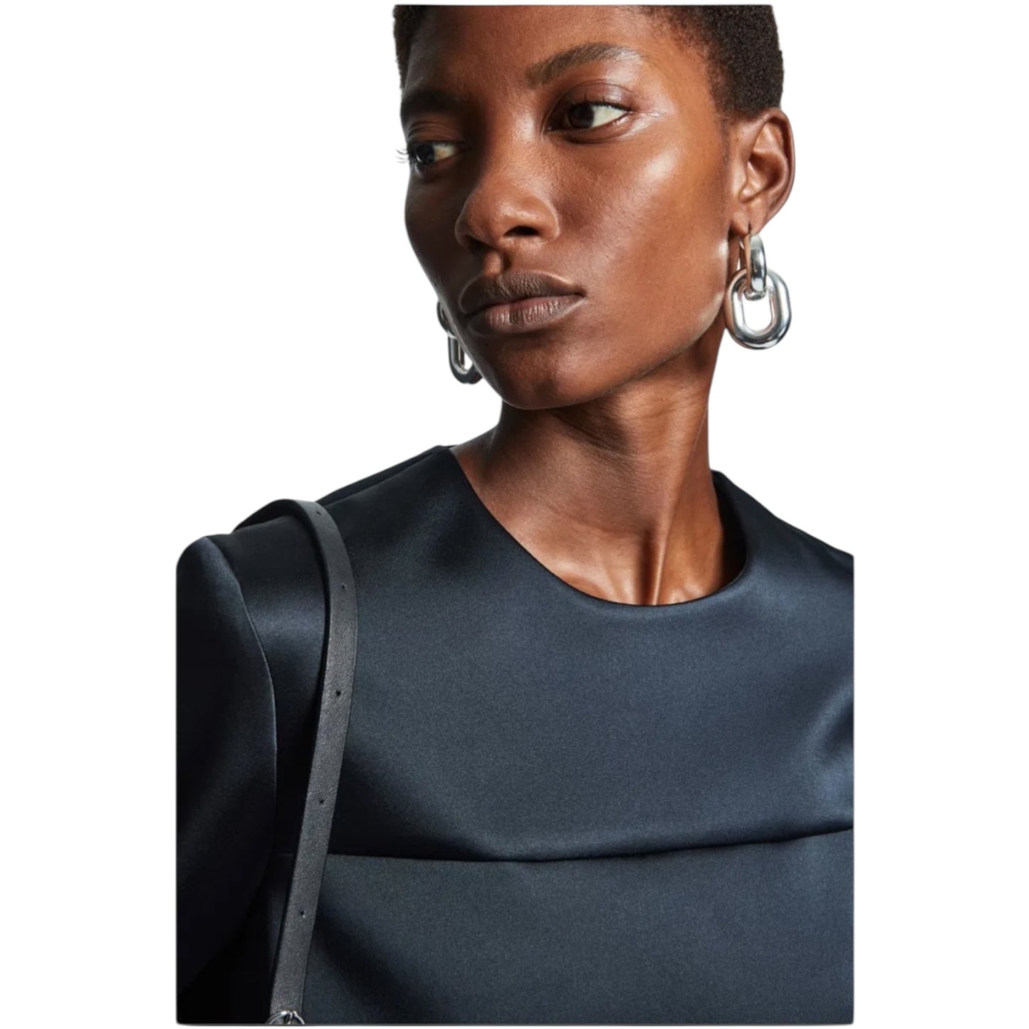 COS Navy A-Line Satin Dress - 8