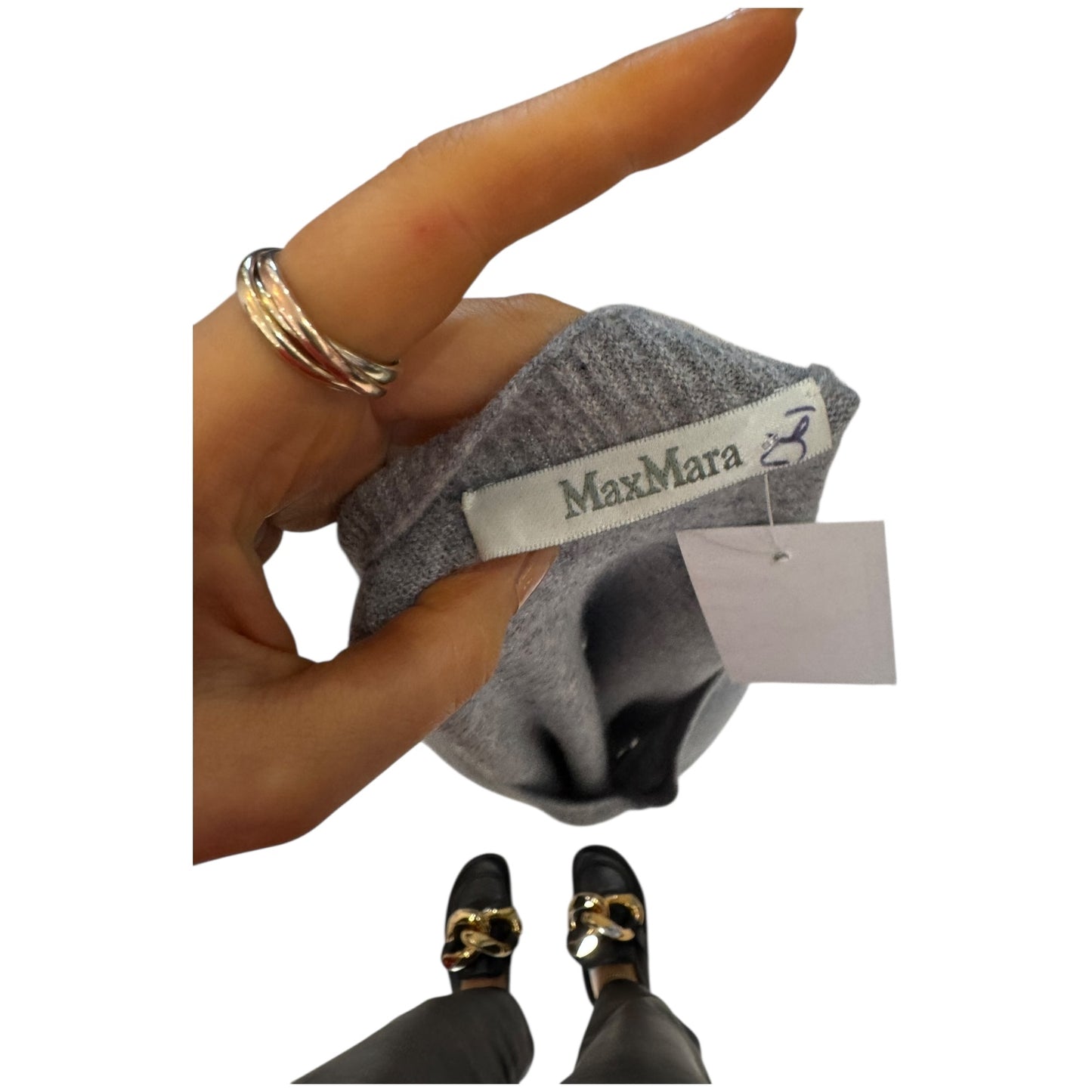 Max Mara Grey Cashmere V Neck Sweater - 12