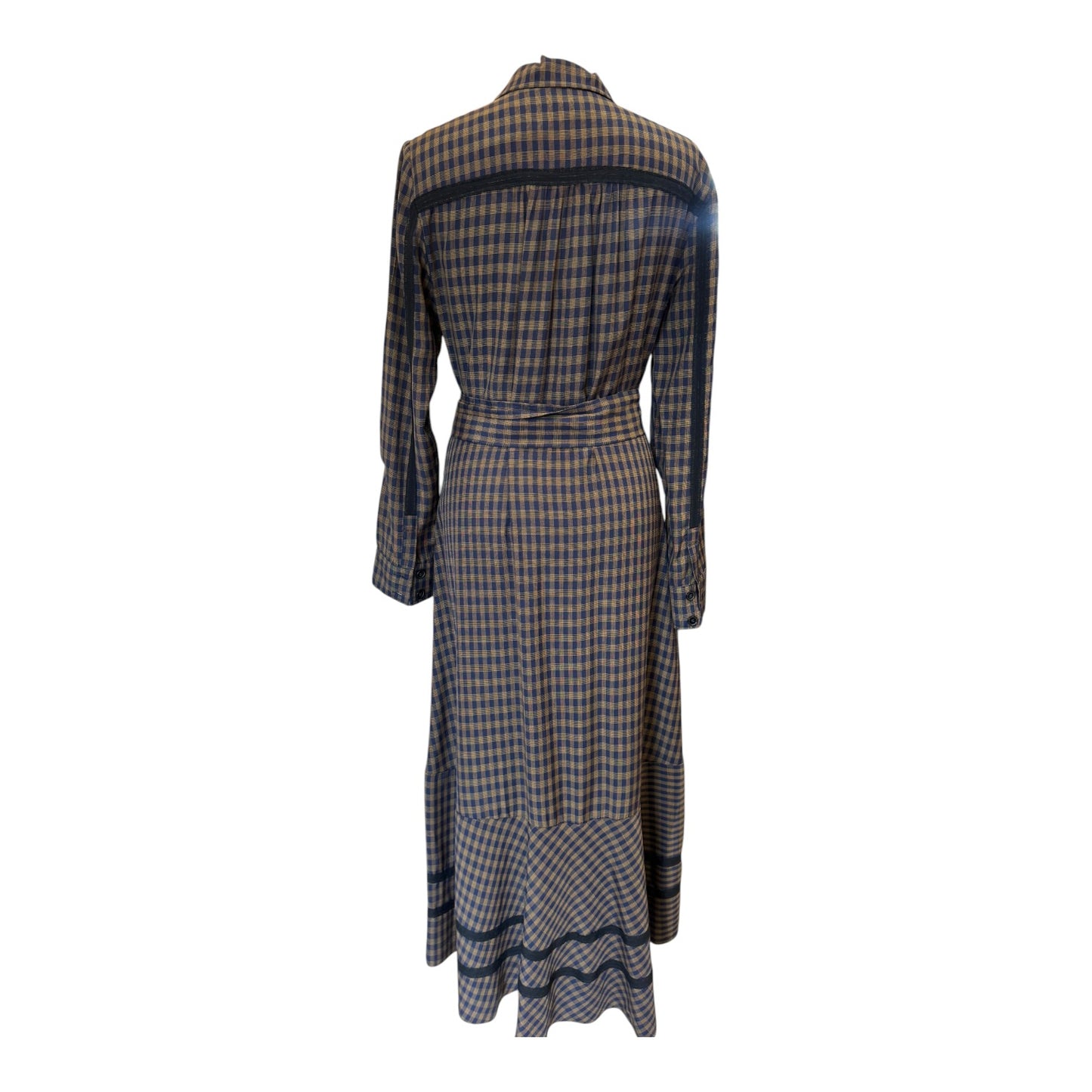 Me + Em Navy and Tan Check Dress - 10