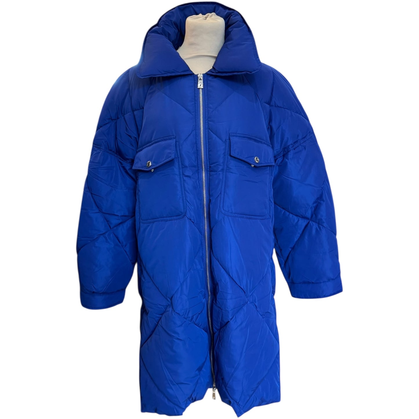 Otto D'Ame Royal Blue Quilted Duvet Coat - 10 (oversized)