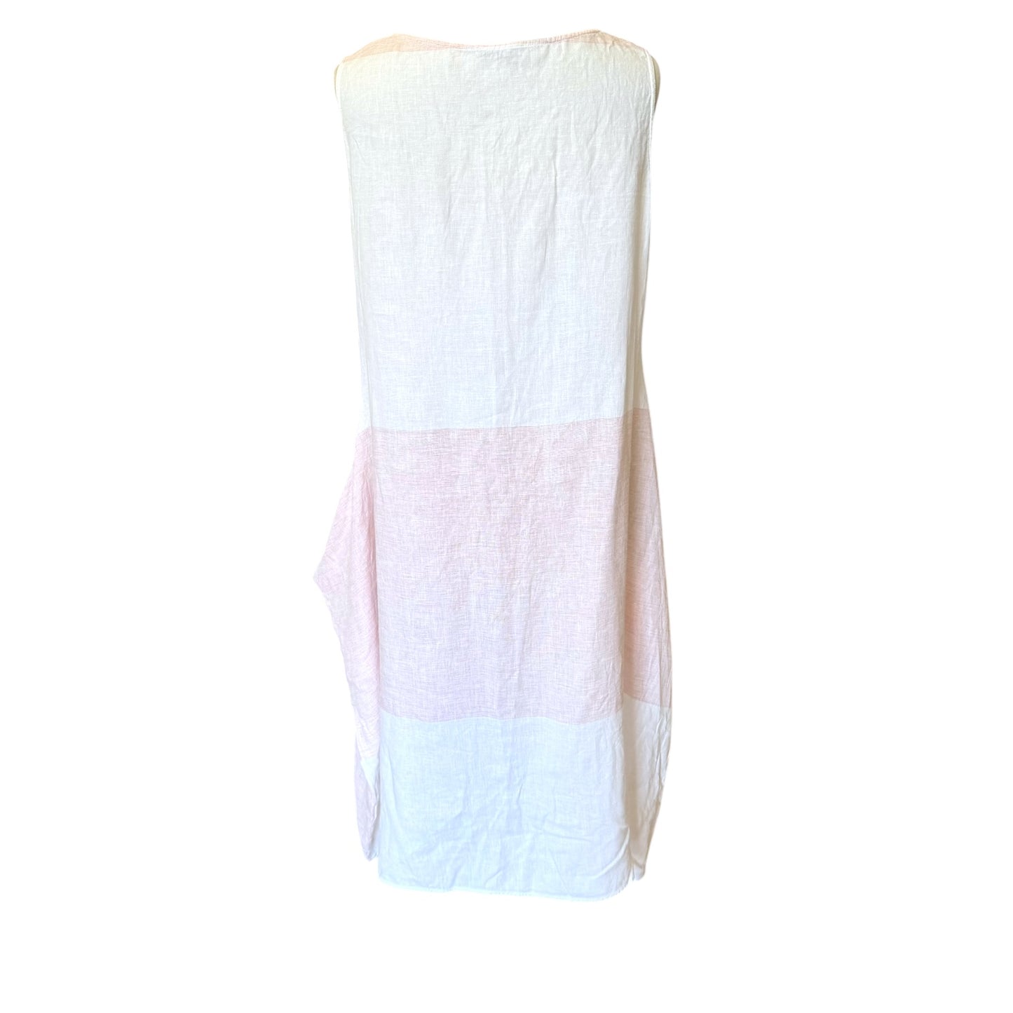 Oska Pale Pink and White Linen Dress - 12/14