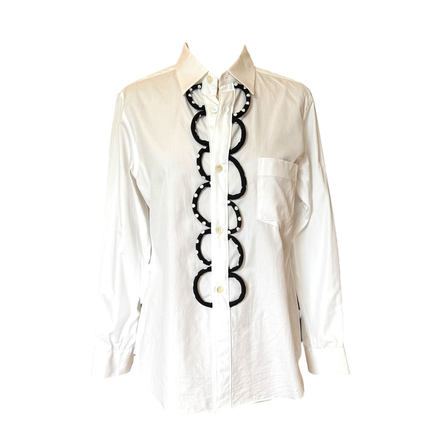 Commes des Garcons White Shirt with Black Tubing Detail - 12 - NEW