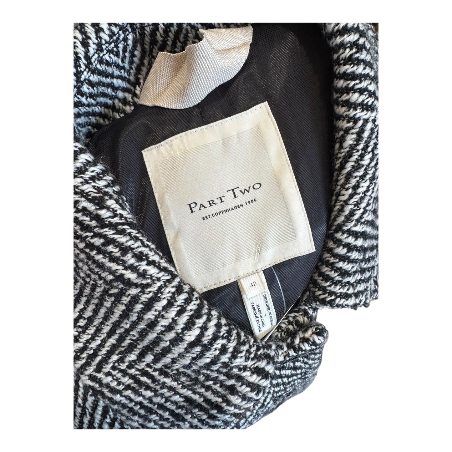 Part Two Herringbone Long Coat Grey Sybille - 16