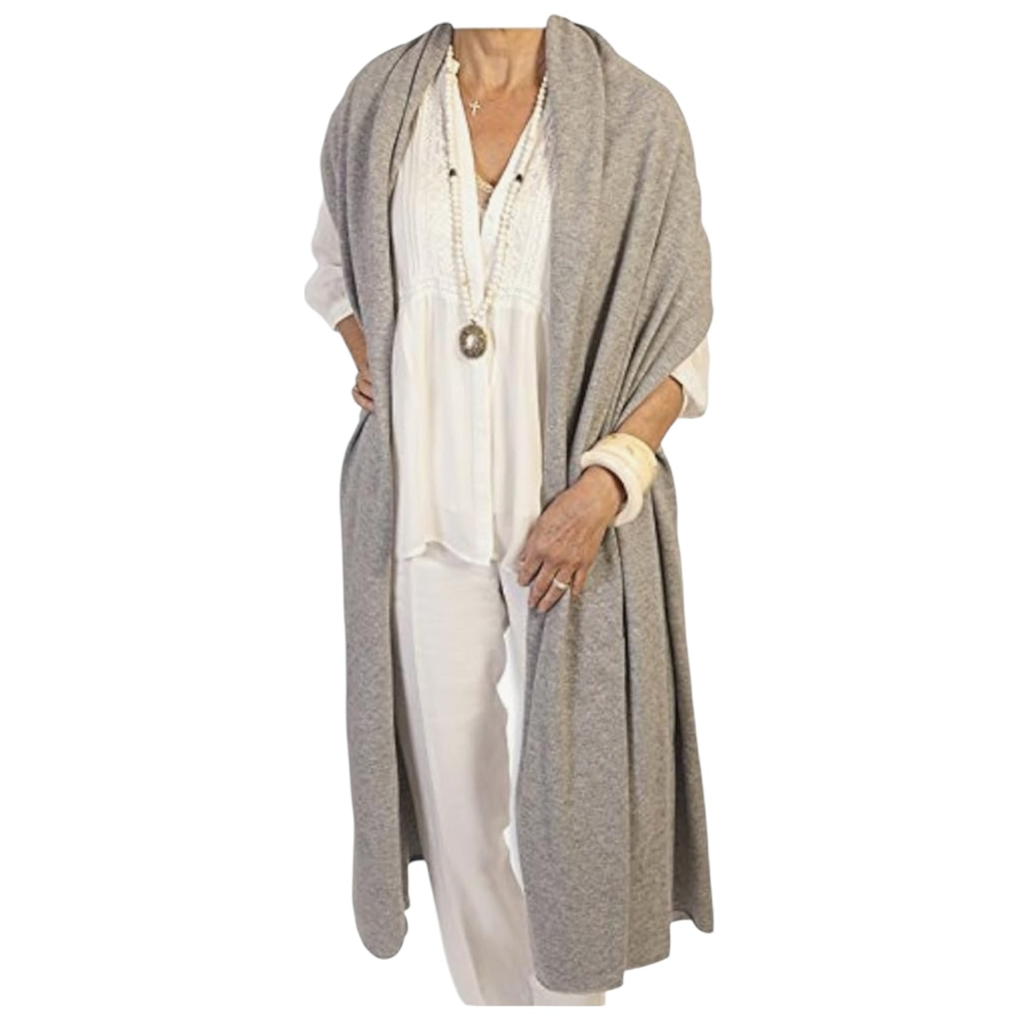 Catherine Robinson Grey Pure Cashmere Oversized Wrap
