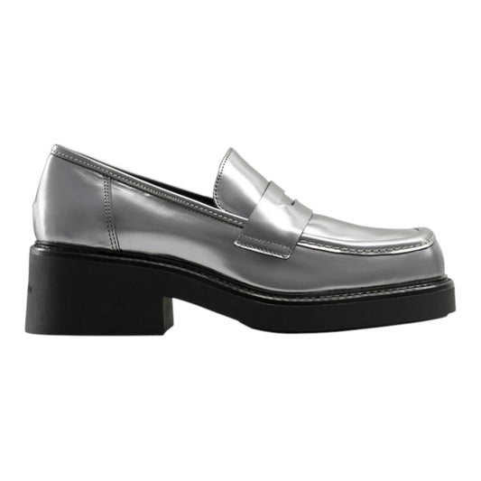 Russell & Bromley Silver Solo Square Toe Loafer - 40/7 - NEW