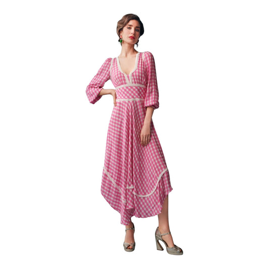 Coco Fennell Gingham Pink Dirndl Dress - 12
