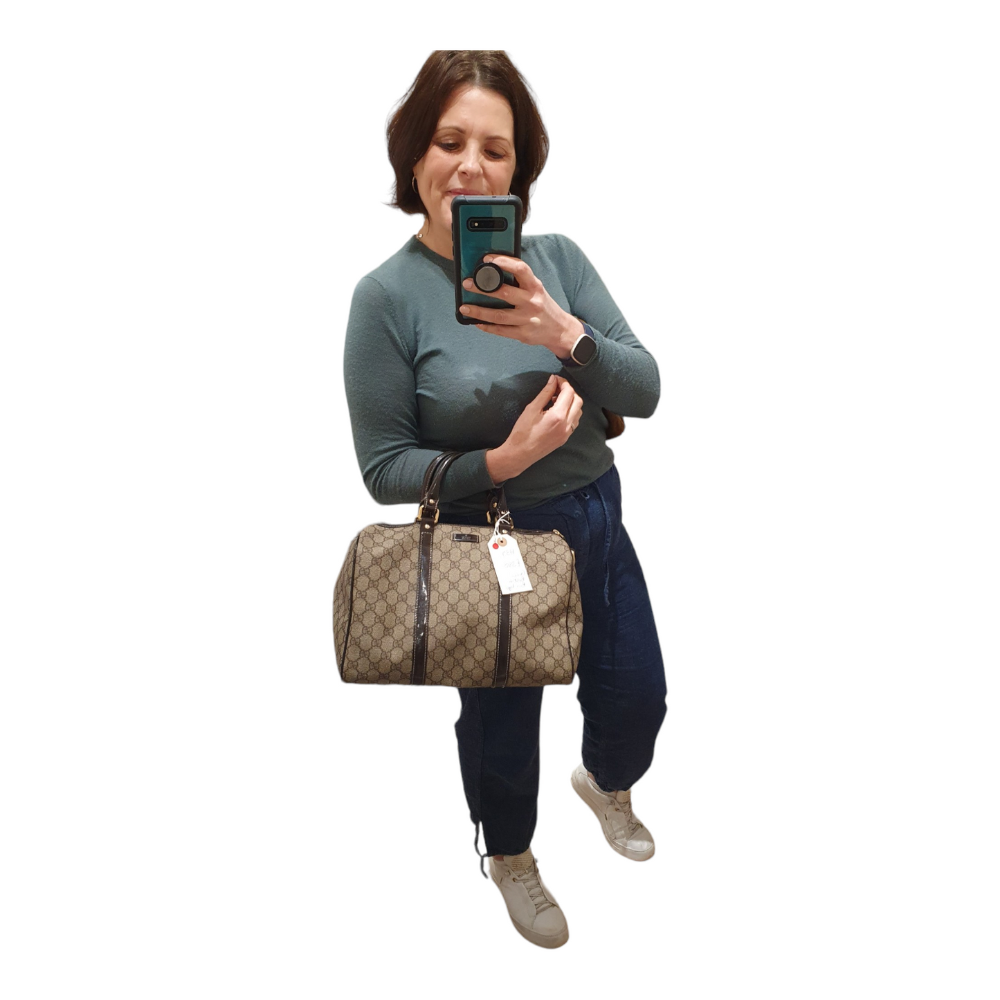 Gucci Boston Logo Bag, Brown Patent