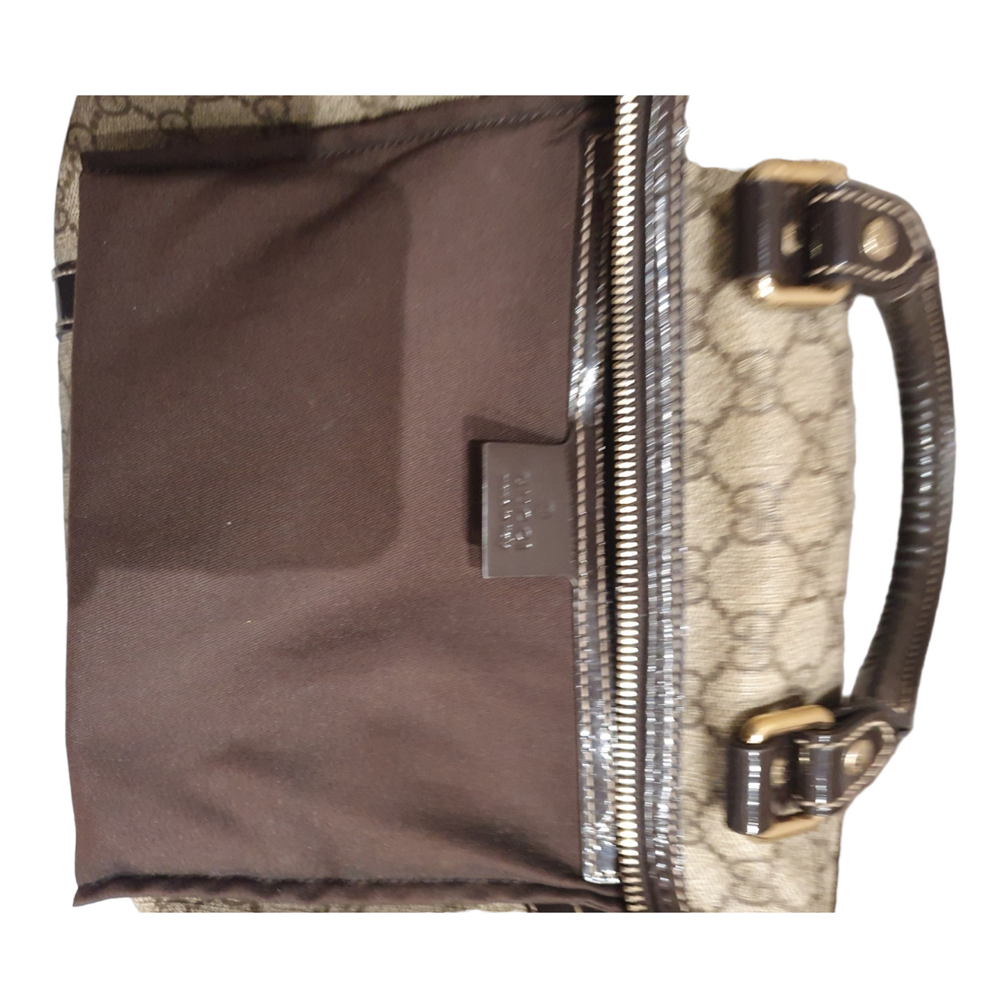 Gucci Boston Logo Bag, Brown Patent