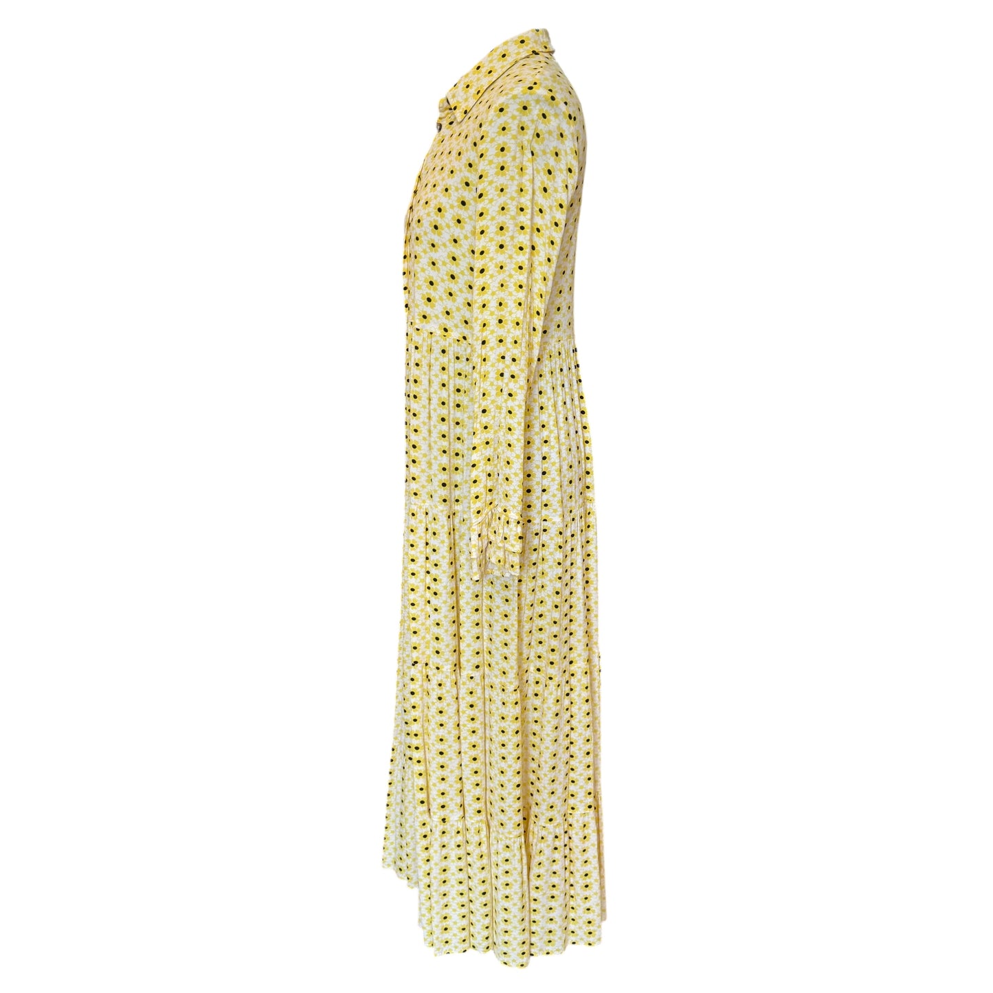 Ganni Yellow Floral Midi Dress - 10