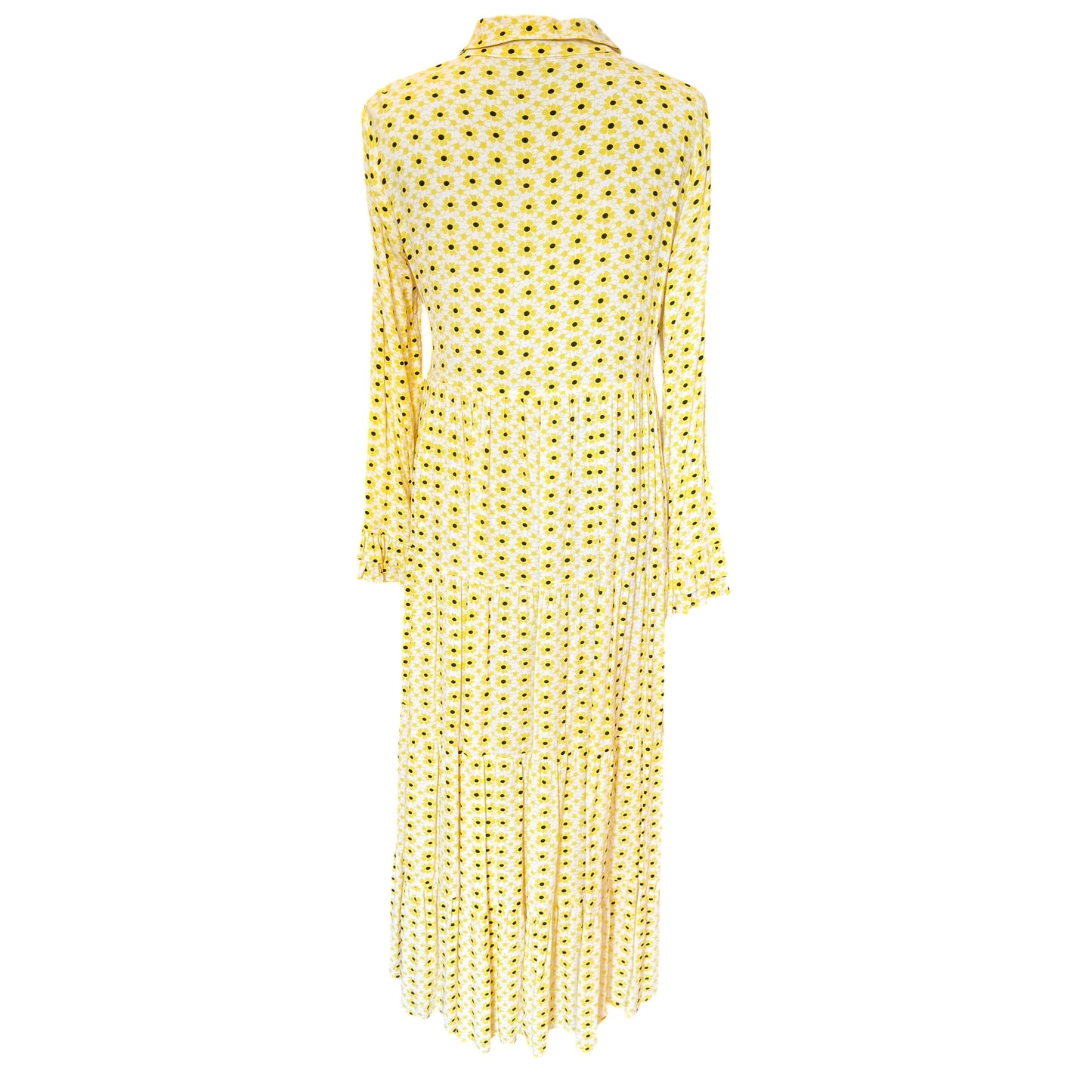 Ganni Yellow Floral Midi Dress - 10