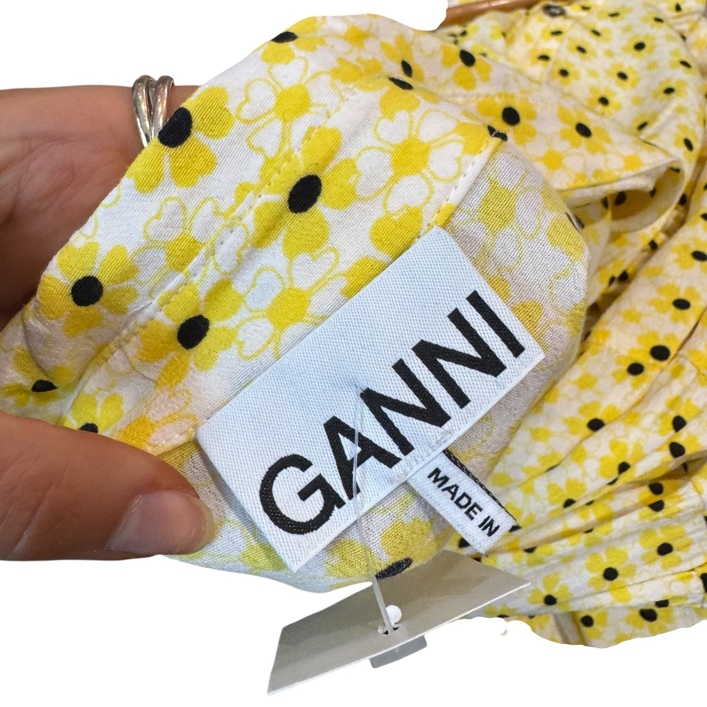 Ganni Yellow Floral Midi Dress - 10