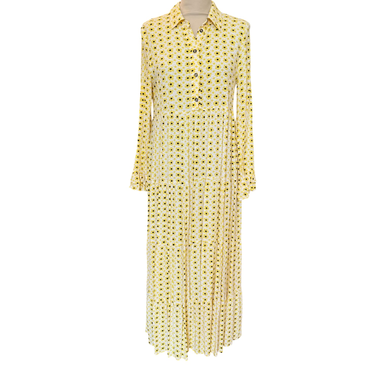 Ganni Yellow Floral Midi Dress - 10