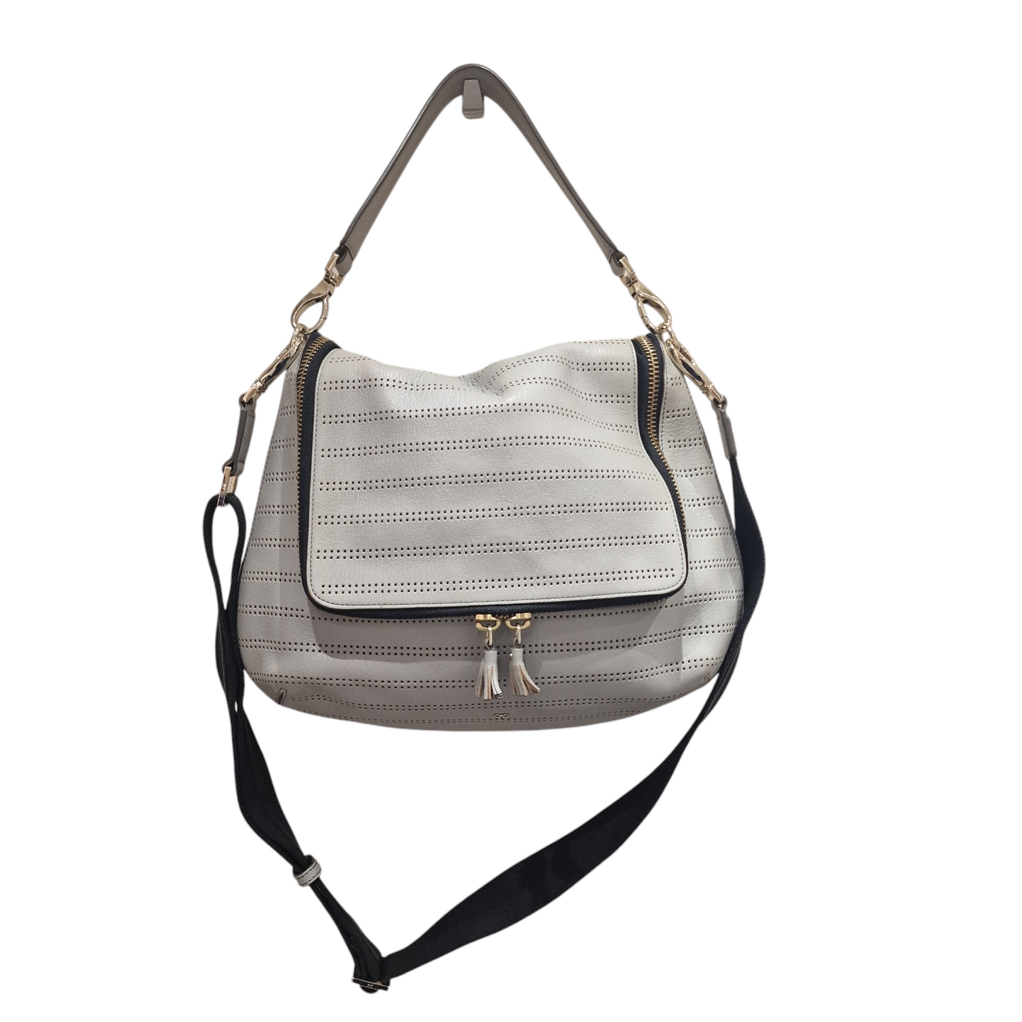 Anya Hindmarch Maxi Zip Perforated Leather Handbag, Grey