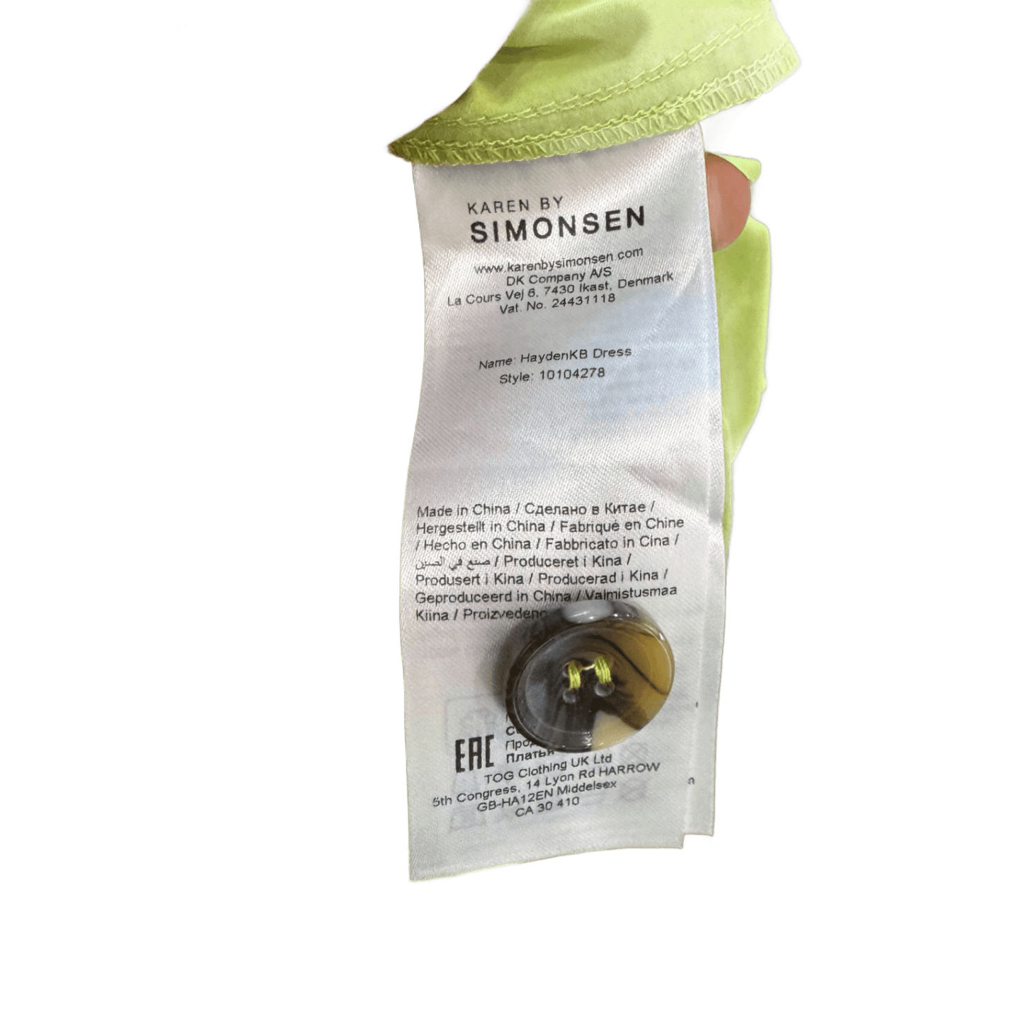 Karen by Simonsen Lime Green Womens Shirt Dress - Size EU 34 / UK 8