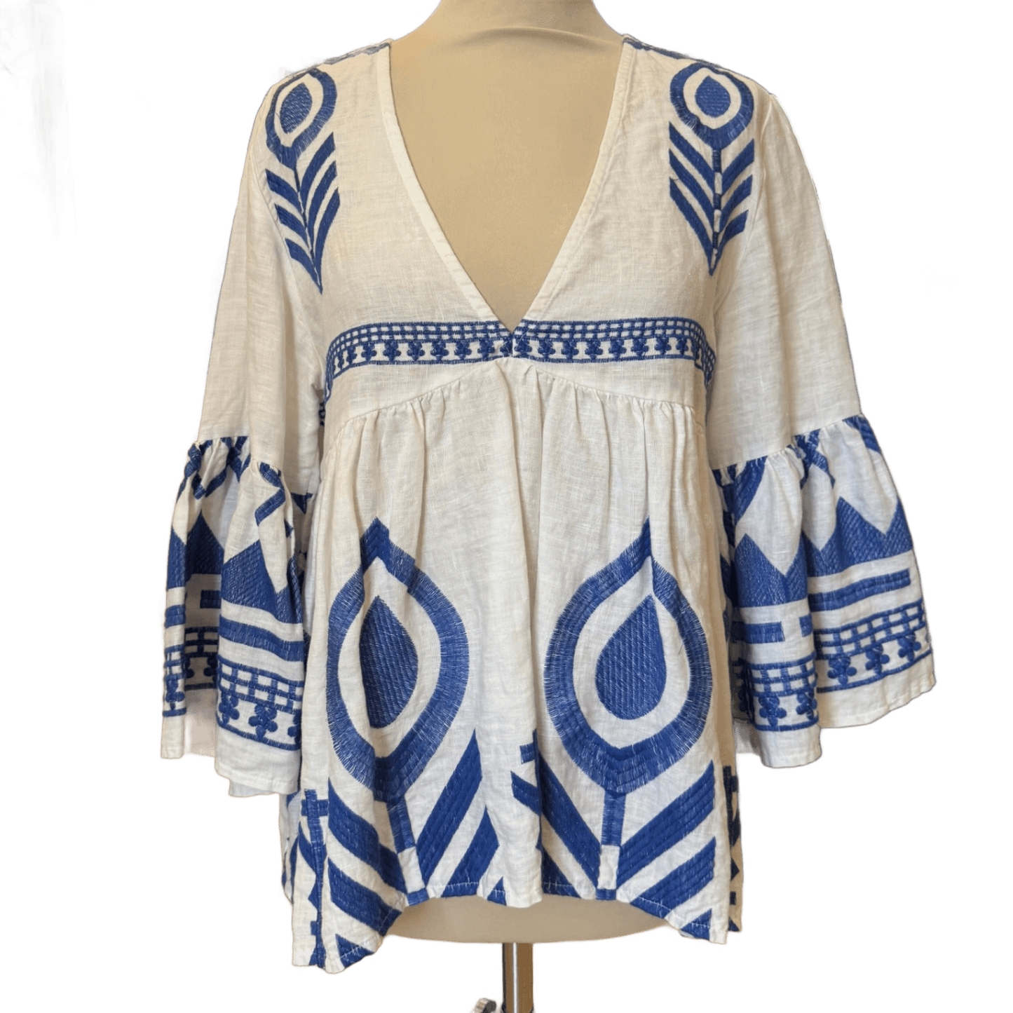 Greek Archaic Kori Blue Top - UK 10